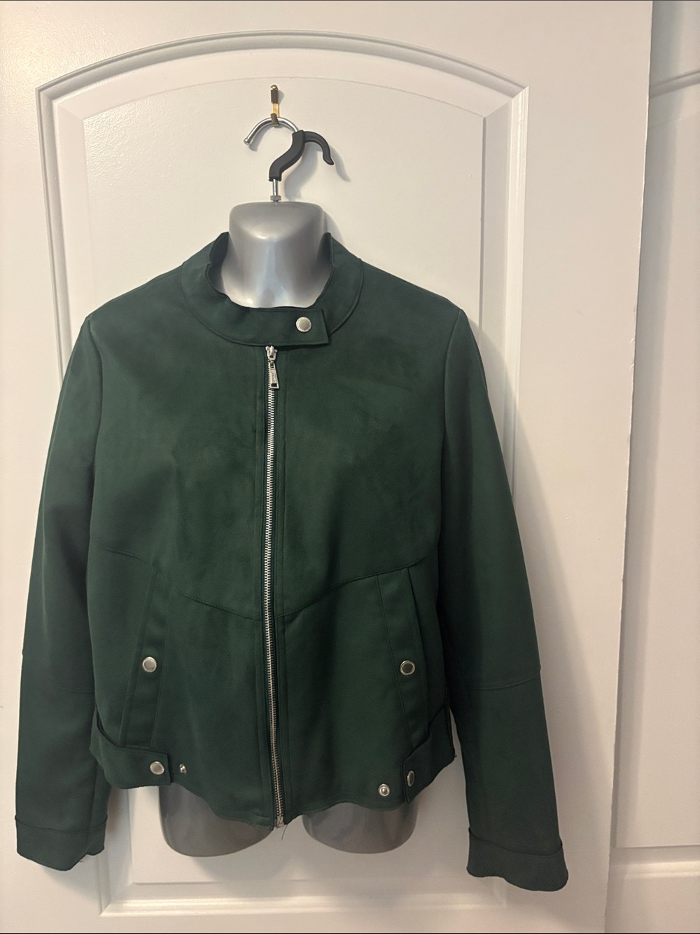 Jou Jou Forest Green Faux Suede Zip Jacket